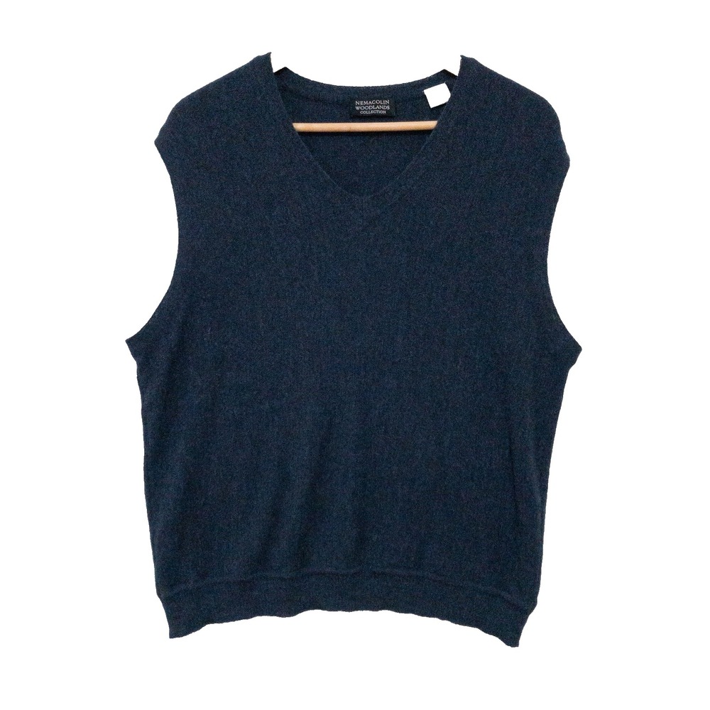 Nemacolin Woodlands Sweater Vest Mens M Navy Blue Baby Alpaca Wool V-Neck Peru